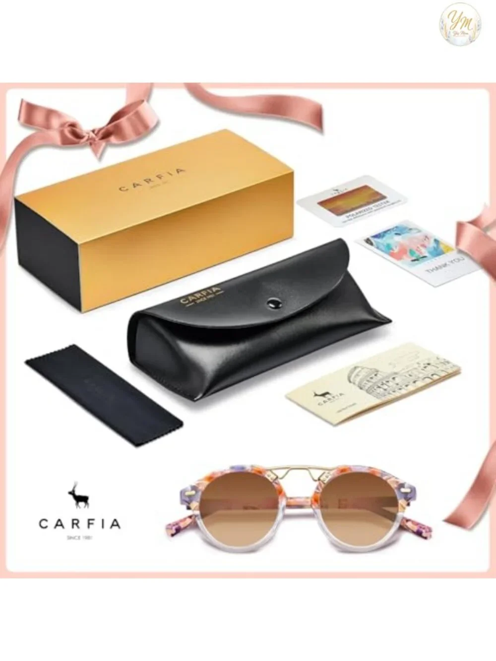 Retro Acetate Polarized Round Sunglasses UV400 Women's